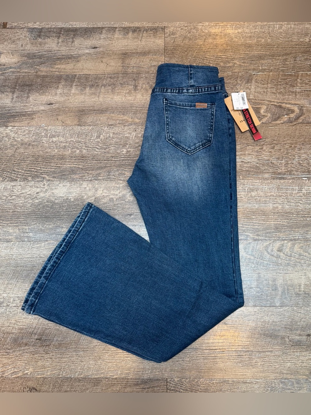 Rock & Roll Women’s Dark Blue Stretch Pull On Flare Jeans Bargain Bell 28x32